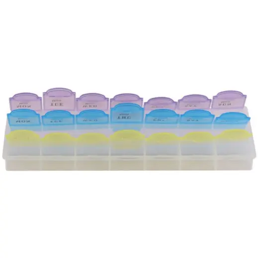 3-A-Day Weekly Pill Box Front Open